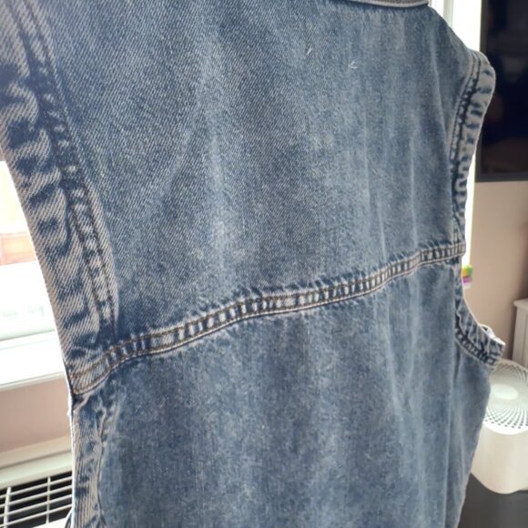 Pilcro Funnel Neck Denim Sleeveless Pullover With Drawstring Bubble Hem - L - Picture 5 of 6